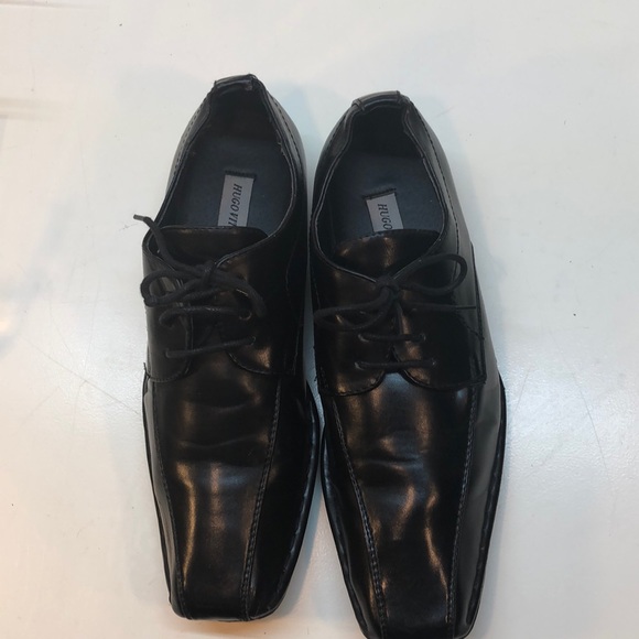 Hugo Vitelli Black SquareToe Lace-up Shoes Size 7 - Picture 3 of 8